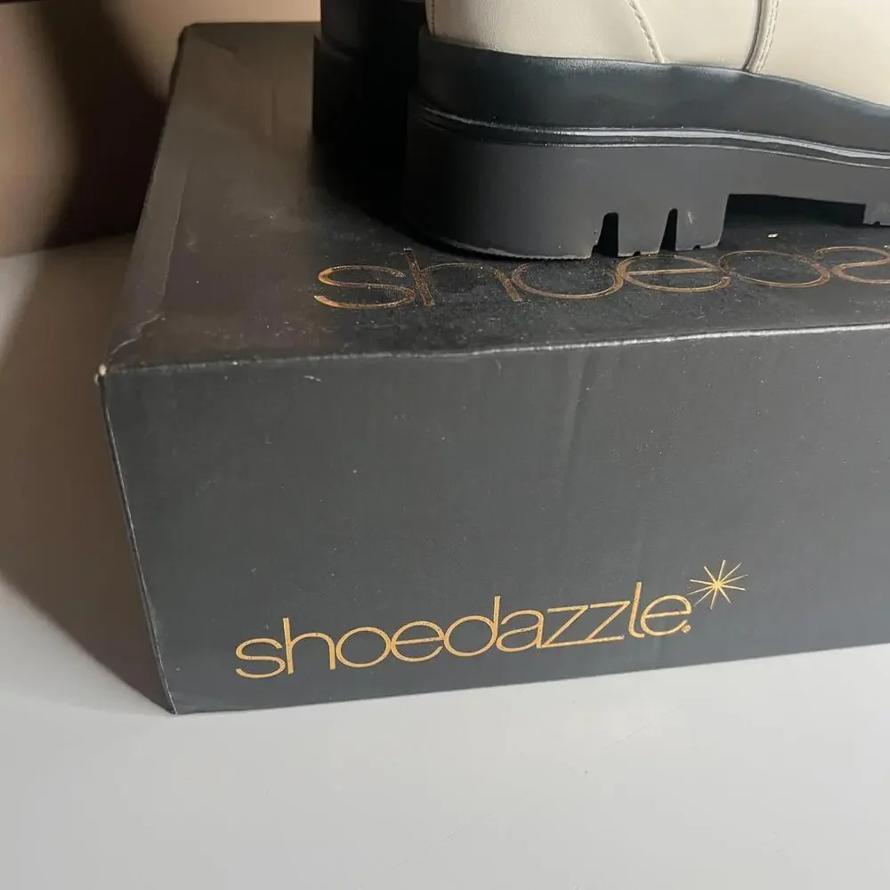 Shoedazzle Platform‎ Chelsea Boots Ivory Black 7.5 - Picture 2 of 11